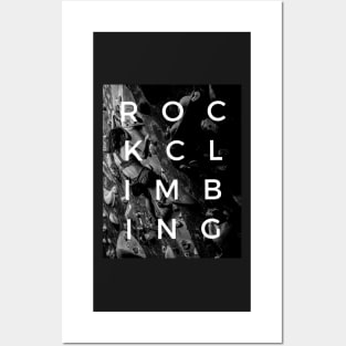 Rock Climbing Woman Monotone Posters and Art